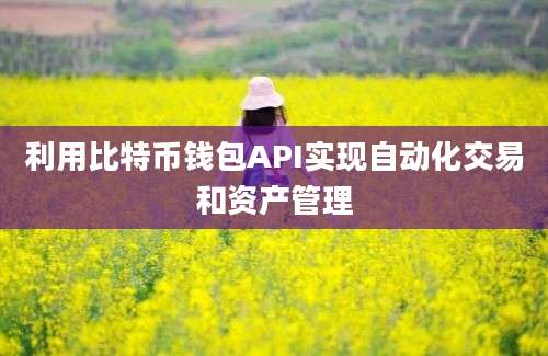 利用比特币钱包API实现自动化交易和资产管理