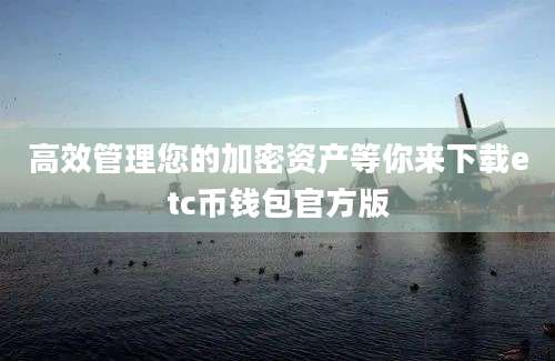 高效管理您的加密资产等你来下载etc币钱包官方版