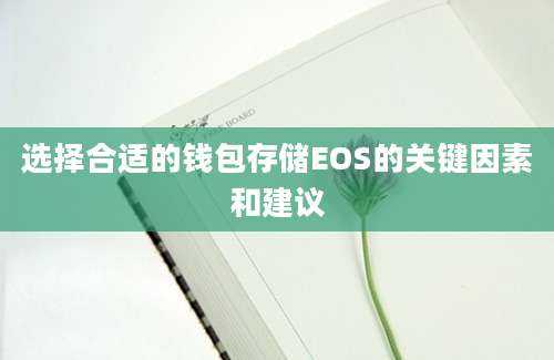 选择合适的钱包存储EOS的关键因素和建议